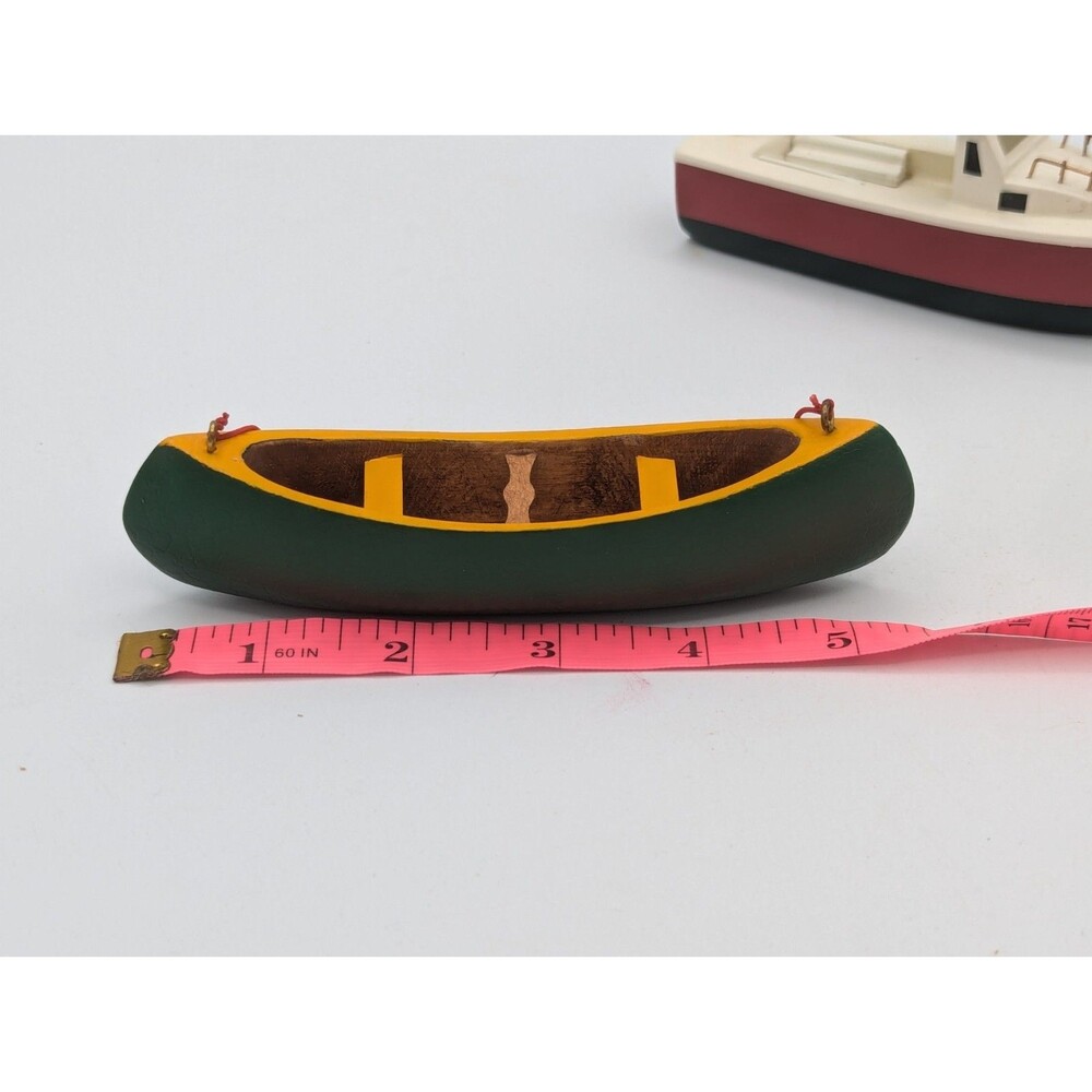 Authentic Models AM Wooden Boat Christmas Ornaments Green Tree Canoe Lobster... - Picture 9 of 9